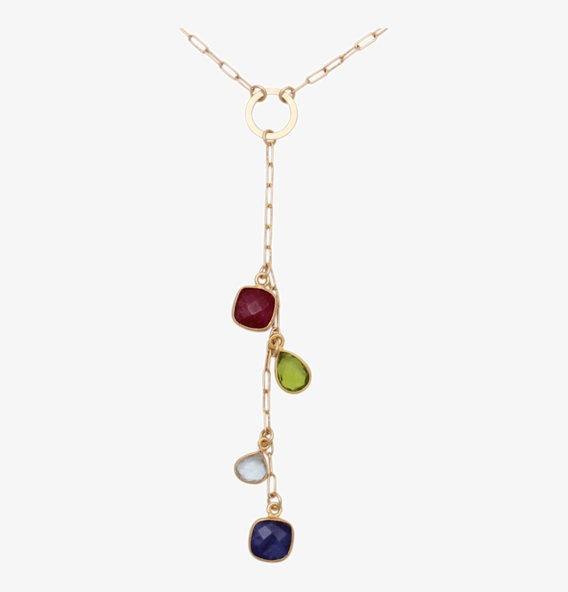 Drop Necklace With Cascading Birthstones - Drop Necklace With Cascading Birthstones 15", transparent png download