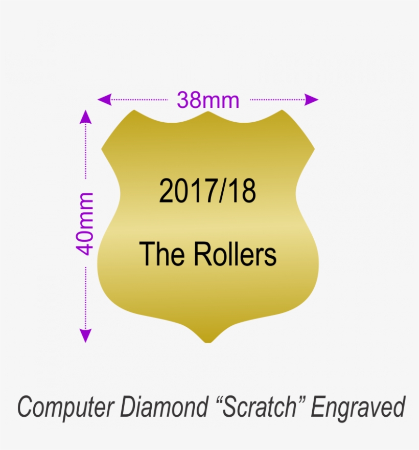 Gold 38mmx40mm Engraved Aluminium Metal Shield, transparent png download