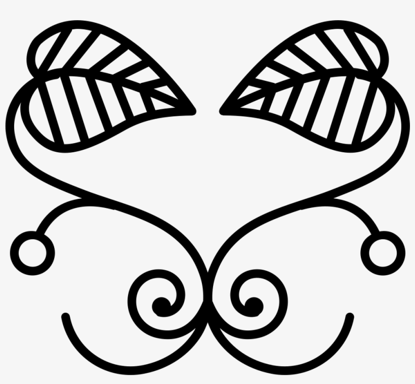 Floral Design With Two Leaves In Symmetry On Thin Branches - Imagenes De Diseño Simetrico, transparent png download