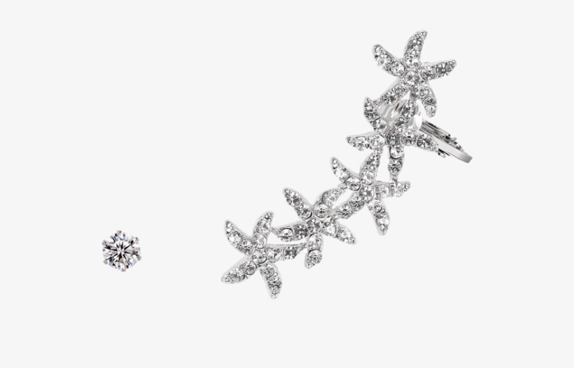 Las Estrellas De Mar Manguito Del Oído Y Del Pendiente - Diamante Stars Design Asymmetric Earrings For Female, transparent png download