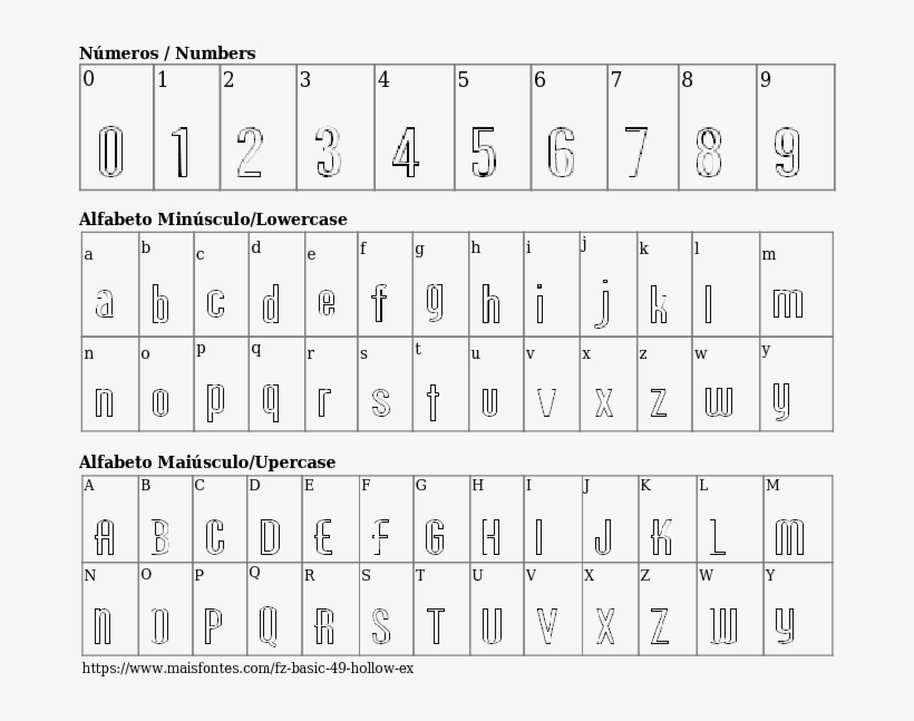 Font Details Fz Basic 49 Hollow Ex - Fontes De Letras Alfabeto, transparent png download