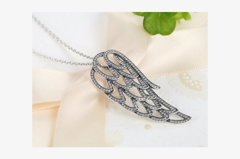 Colar Charm Europeu Com Pingente Asa De Anjo Pnd034 - Angel Wing Necklace 925 Sterling Silver With Pouch, transparent png download
