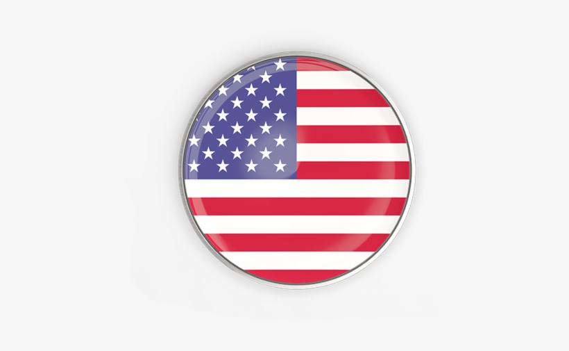 Round Button With Metal Frame - United States Flag Circle, transparent png download