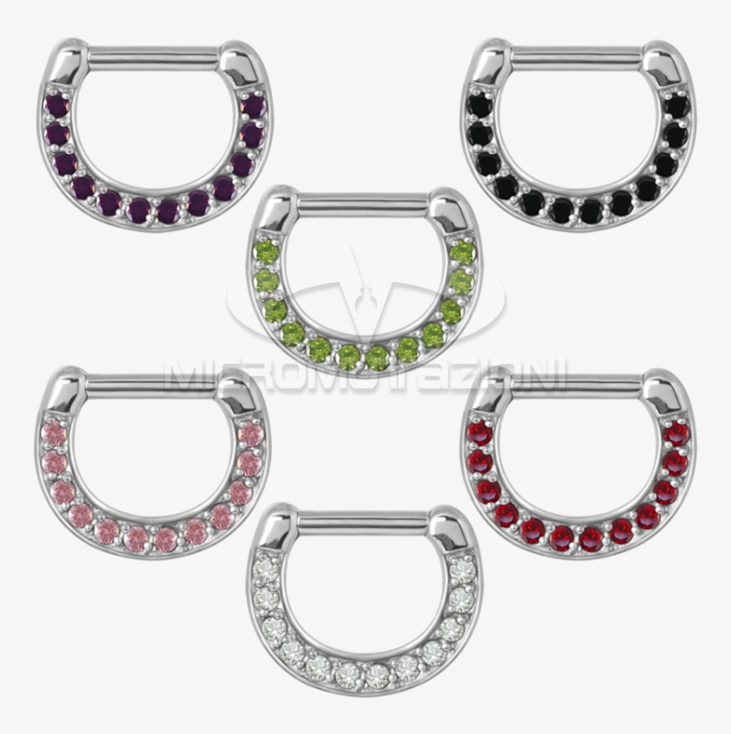Surgical Steel Jewelled Septum Clicker With Cubic Zirconia - Cubic Zirconia, transparent png download
