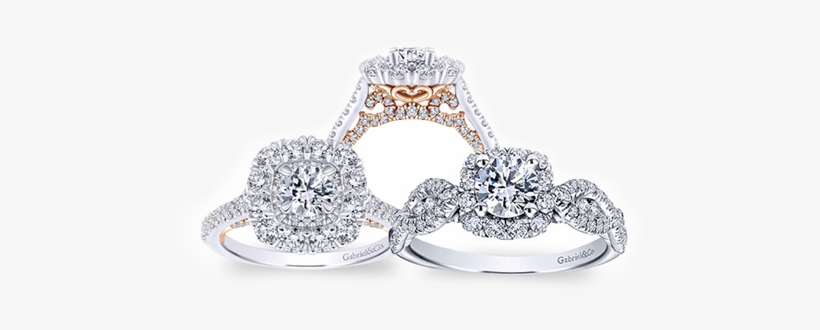 We Offer Traditional And Contemporary Engagement Rings - 14k White/rose Gold Round Double Halo Engagement Ring, transparent png download