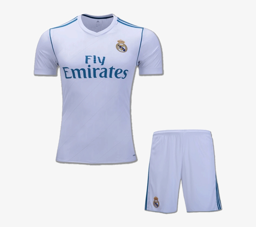 Kids Real Madrid Football Jersey And Shorts Home 17 - Real Madrid Football Jersey Png, transparent png download