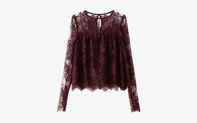 Mujer Blusa De Encaje A Rayas Con Fieltro Cuello Redondo - 2017 New Women Elegant Round Collar Lace Stitching, transparent png download