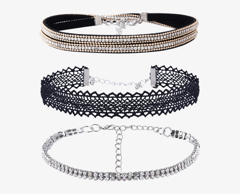 Juego De Collar Gargantilla De Encaje Rhinestone De - New Rhinestoned Lace Choker Necklace Set, Jewelry, transparent png download