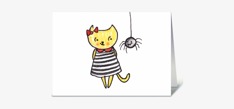 Halloween Cat Greeting Card - Cartoon, transparent png download