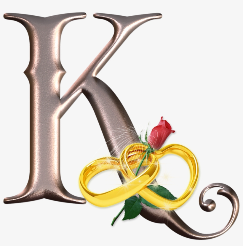 Alfabeto Cromado Con Corazones Dorados Y Rosa Roja - Wedding, transparent png download