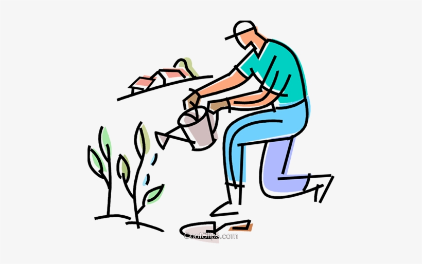 Gardener Watering His Plants Royalty Free Vector Clip - Garden Clip Art, transparent png download
