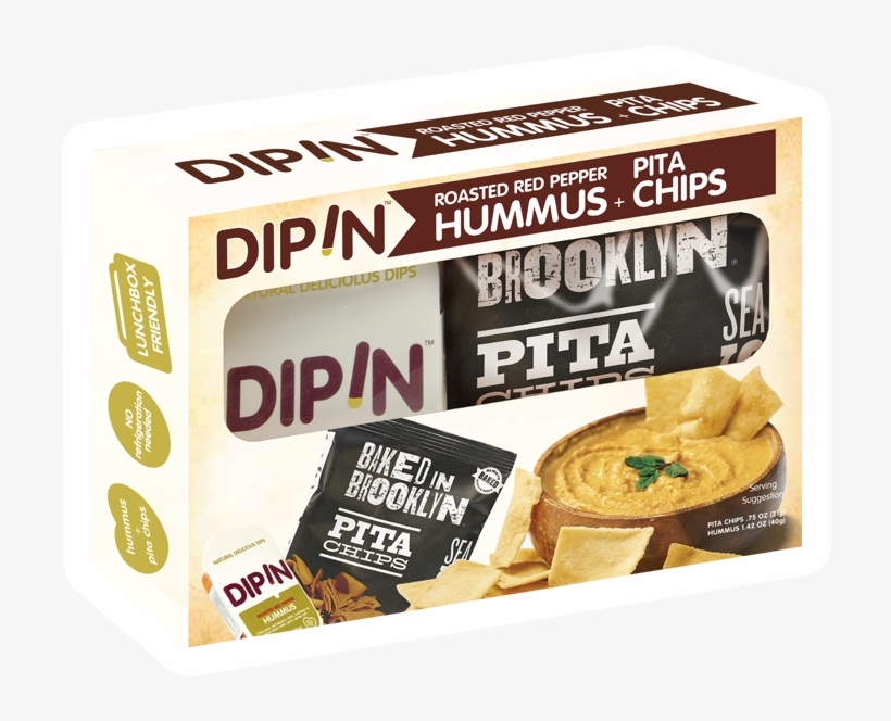 Roasted Red Pepper Hummus And Pita Chips - Baked In Brooklyn Pita Chips, Garlic & Parmesan, transparent png download