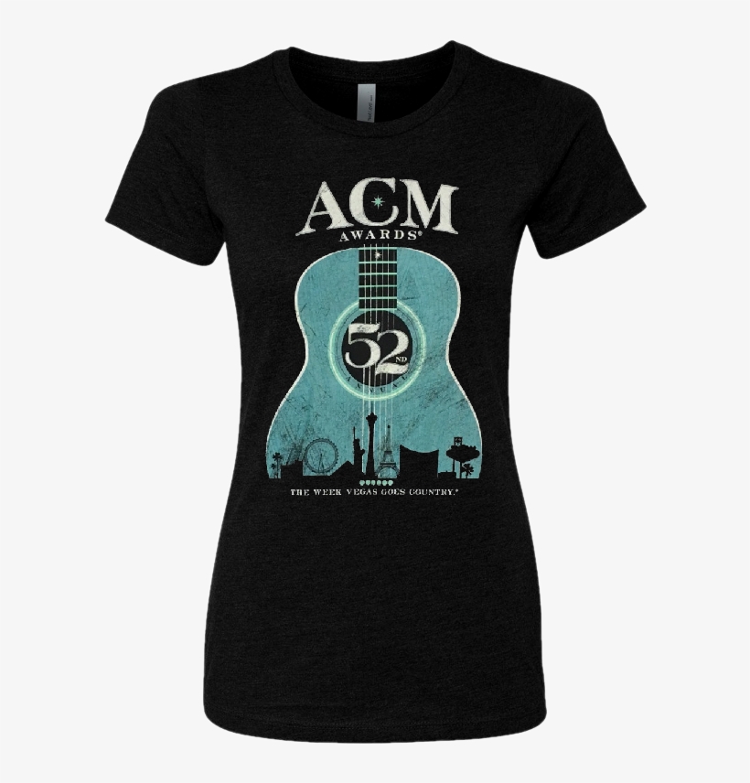 52nd Academy Of Country Music Ladies Black Teal Guitar - T-shirt, transparent png download