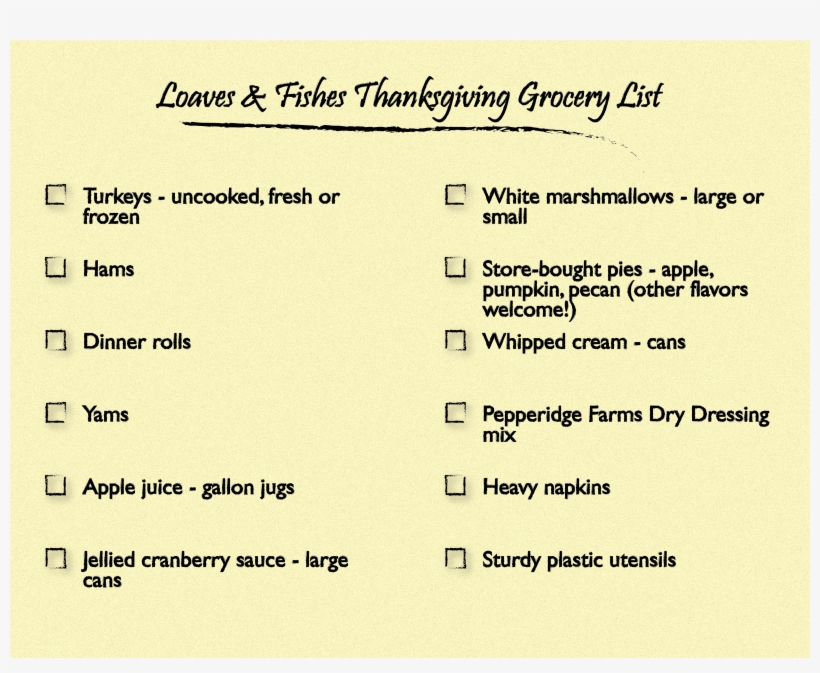 Our Thanksgiving Shopping List For 1,000 Guests - Sacramento, transparent png download
