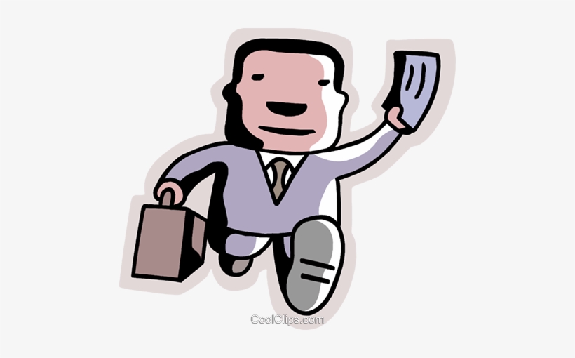 Man Running With Briefcase And Ticket Royalty Free - Homem De Maleta Png, transparent png download