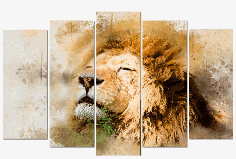 Conjunto De Quadros Telas Decorativas Leão Kit Com - Lion Spirit Animal, transparent png download