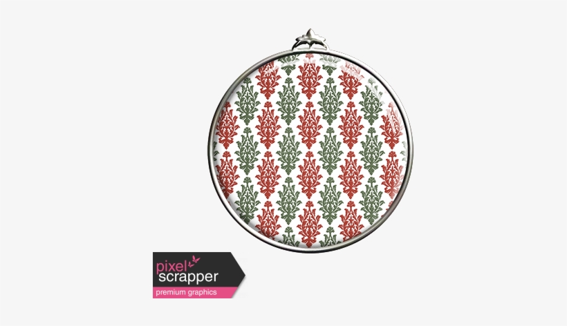 Damask Pattern Circle Pendant - Red And Gold Acrylic Earrings, Red Teardrop, transparent png download