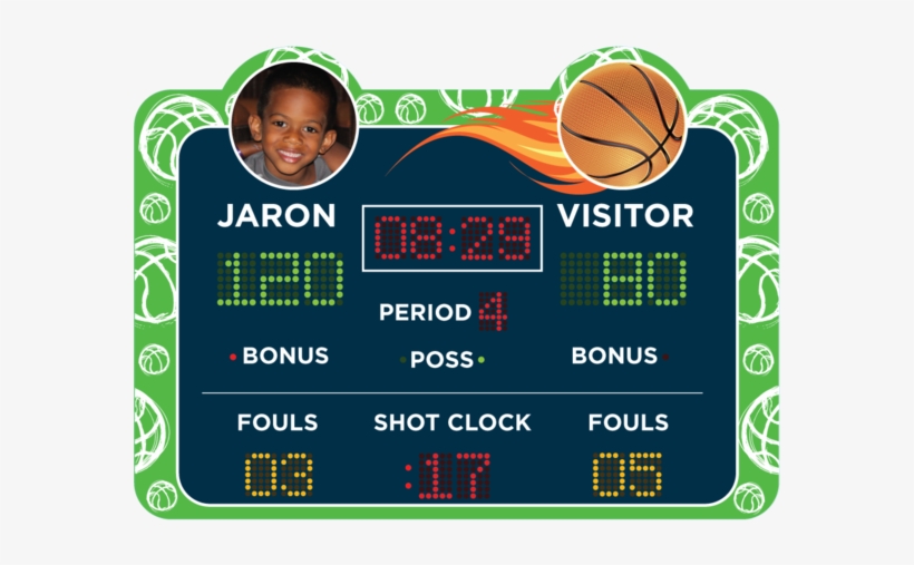 Green Basketball Scoreboard - Wallmonkeys Vector Basketball Scoreboard Peel And Stick, transparent png download