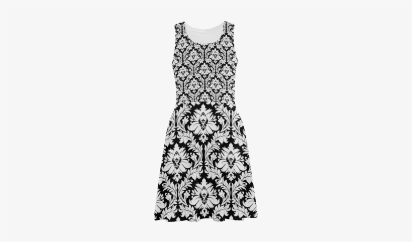 Damask Pattern Black And White Atalanta Sundress - Dark Blue Damask Twin Duvet, transparent png download