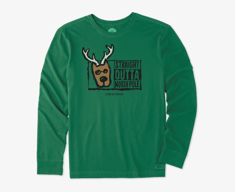 Men's Straight Outta North Pole Long Sleeve Crusher - Sweatshirt, transparent png download