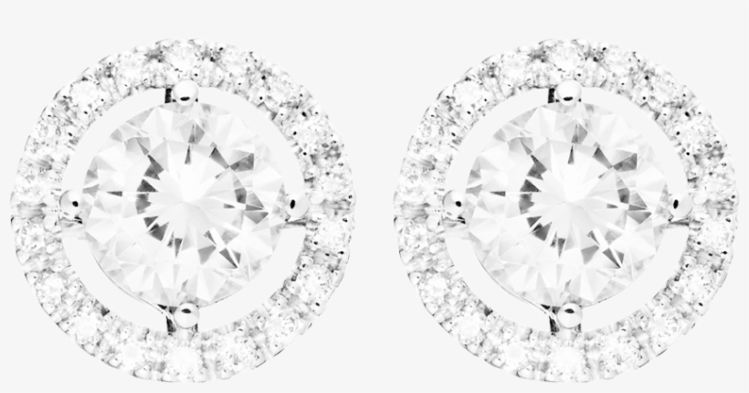 Diamond Stud Earring Halo Setting In White Gold - Diamant Ohrstecker Halo, transparent png download