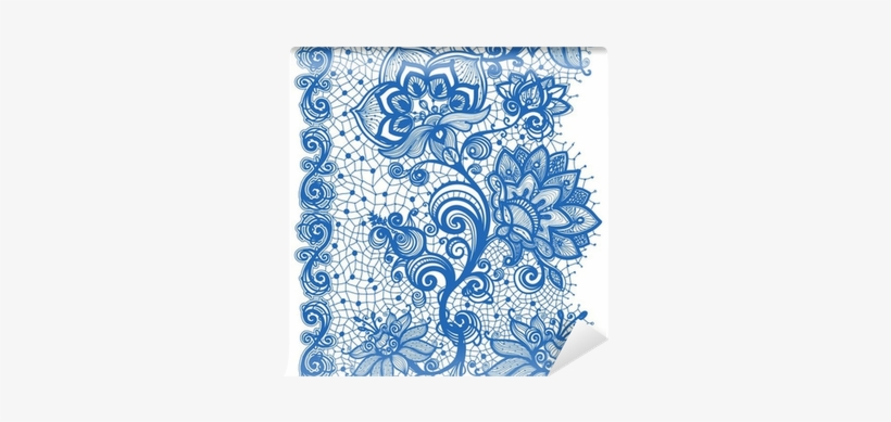 Abstract Lace Ribbon Vertical Seamless Pattern - Blue Lace Pattern Vector, transparent png download