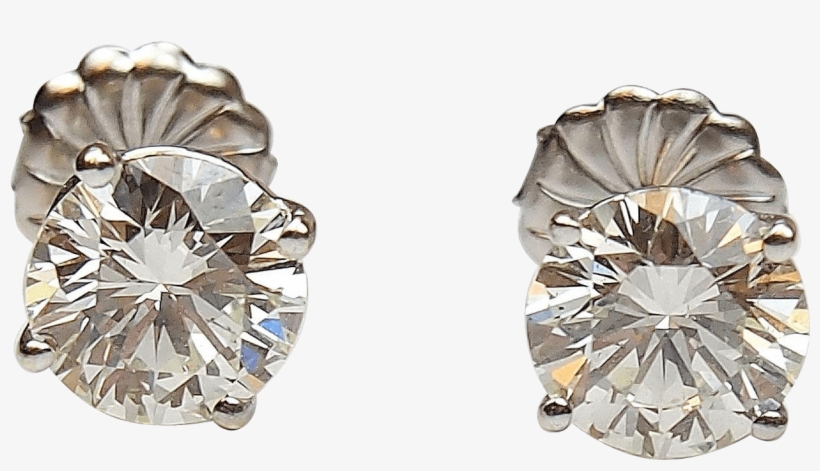57 Ctw Diamond Stud Earrings 14k White Gold - .83 Ctw Diamond Round Earrings, transparent png download