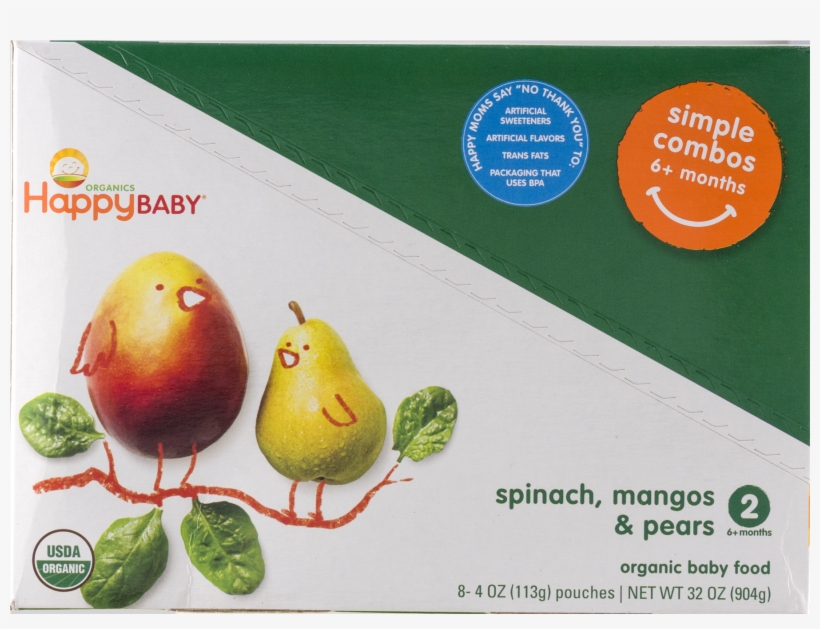 Happy Baby Simple Combos, Stage 2, Organic Baby Food, - Happy Family Happy Baby Stage 2 Simple Combos - Spinach, transparent png download