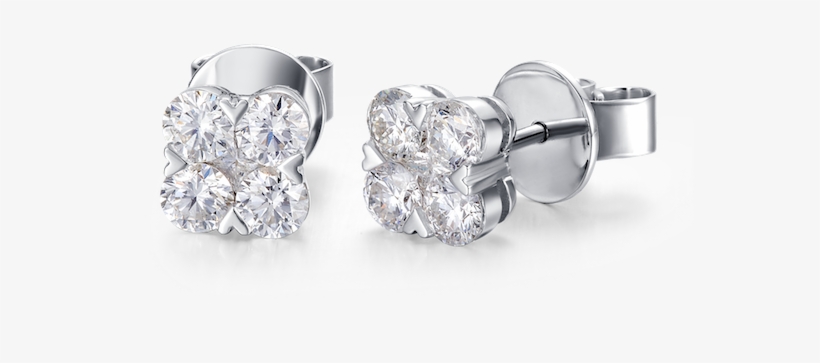 Dazzling Four Leaf Clover Diamond Stud Earrings - Earrings, transparent png download
