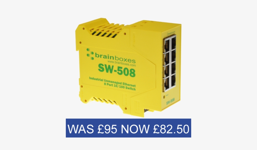 Suitable For Industrial Applications, Transport And - Brainboxes Industrial Ethernet 8 Port Switch Din Rail, transparent png download