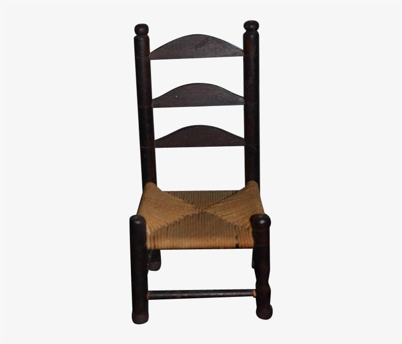 Old Miniature Doll Cane Bottom Wood Chair Ladder Back - Rocking Chair, transparent png download