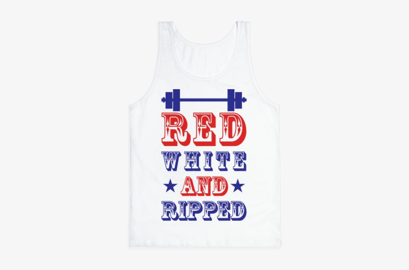 Red White And Ripped Tank - Workout Puns, transparent png download