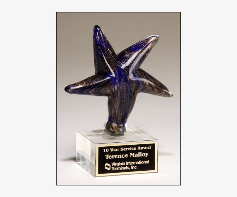 Blue Starfish Art Glass Award, transparent png download