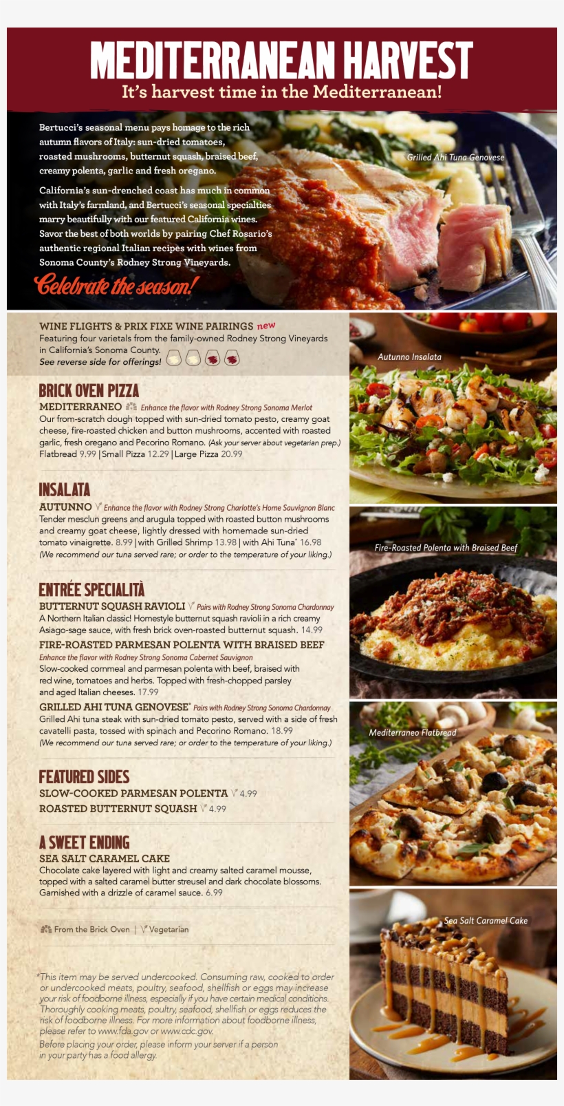 Mediterranean Harvest Menu Page - Bertuccis Menu, transparent png download