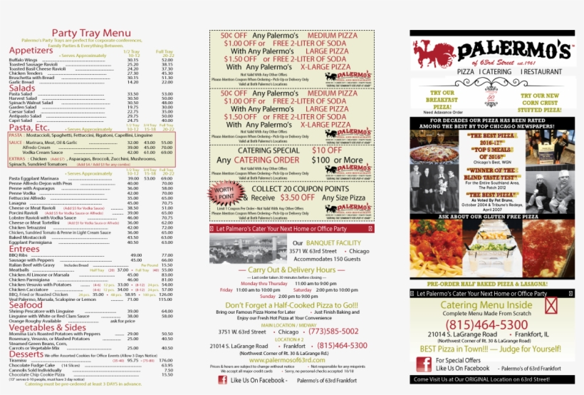 Palermos Of 63rd Frankfort Il Pizza And Italian Restaurant - Illinois, transparent png download