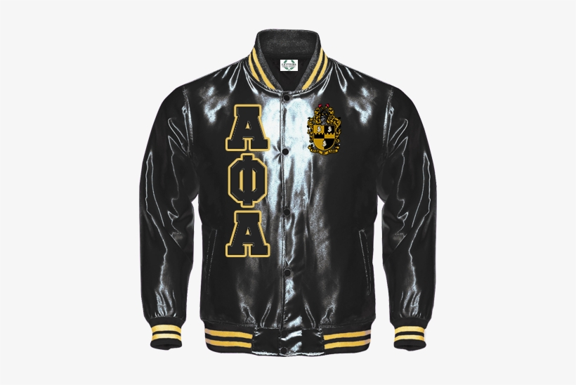 alpha phi alpha satin bomber