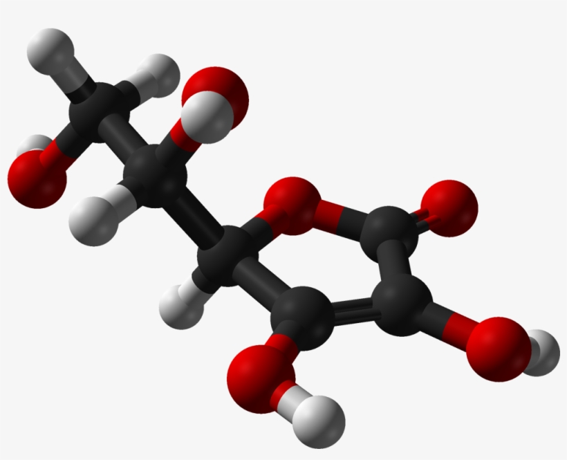 Ball And Stick Model Of The L Ascorbic Acid Molecule, - Vitamin C 3d Structure, transparent png download