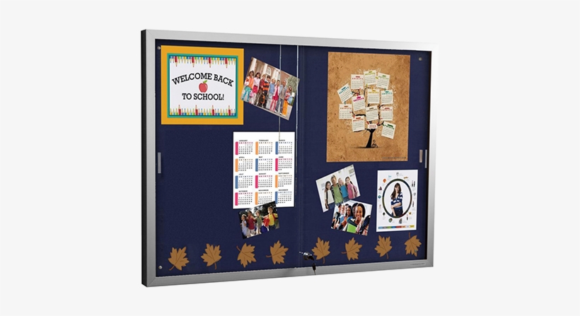 Sliding Glass Door - Displays2go Indoor Enclosed Bulletin Board W/ Gray, transparent png download