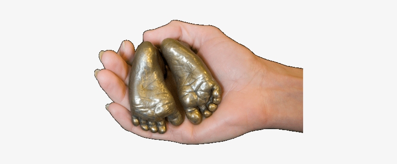Baby Feet Casts In A Woman's Hand - Feet Plaster Cast, transparent png download
