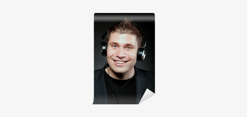 Young Man With Headphones Listening To Music Wall Mural - Music, transparent png download