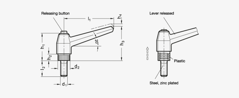Zoom Adjustable Hand Levers El 503 Sketch - Diagram, transparent png download