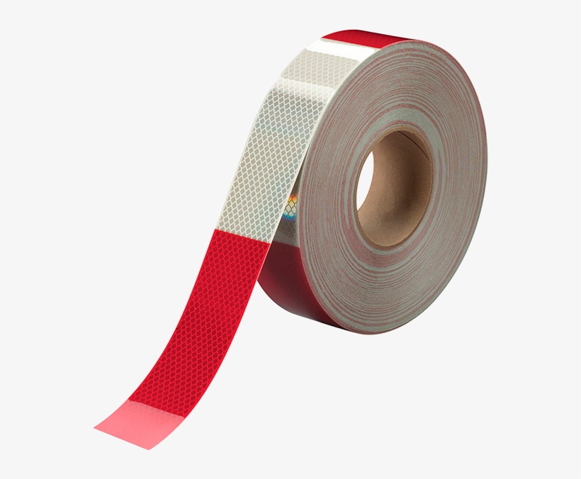 La Cinta Está Compuesta Por Una Película Exterior Transparente, - Mr. Tape 2" X 50 Yds 6" Red/6" White, 3m Diamond Grade, transparent png download