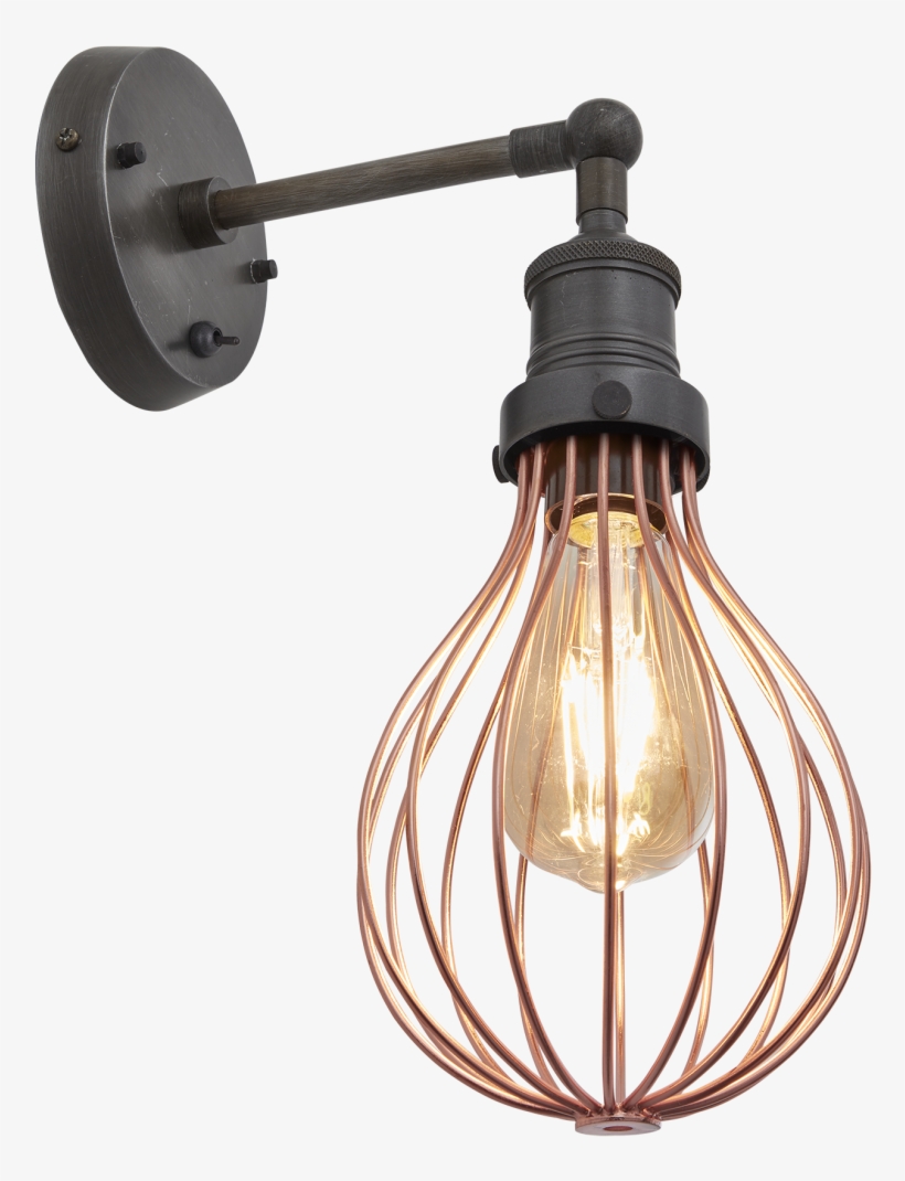 Brooklyn Balloon Cage Wall Light - Industville Brooklyn Vintage Antique Ribbed Glass Retro, transparent png download