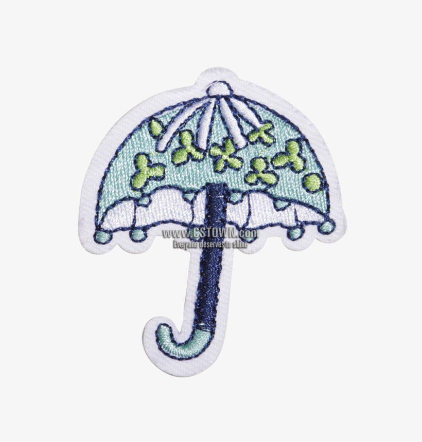 Cartoon Blue Umbrella Embroidered Patch - Cross-stitch, transparent png download