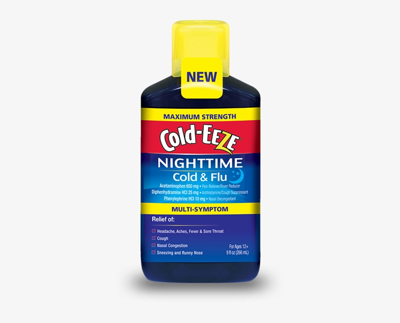 Maximum Strength Nighttime Cold & Flu Multi-symptom - Cold Eeze Cough Medicine, transparent png download