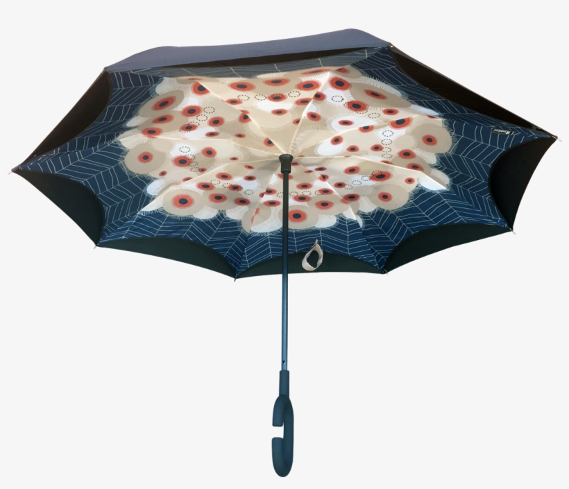 Picture Of Poppies Blue Border Umbrella - Umbrella, transparent png download