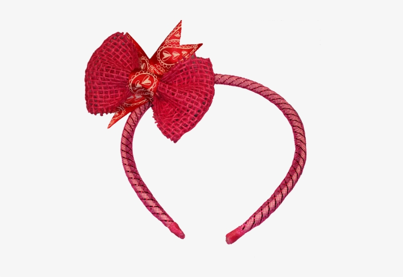 This Awesome Pink And Red Burlap Hair Bow Headband - Headpiece, transparent png download