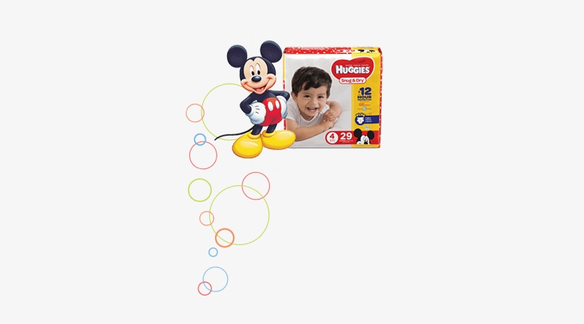 Mickey And Snug&dry Pack - Huggies Diapers Size 4, transparent png download