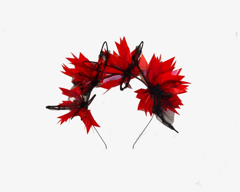 Scarlet Red Plastic & Black Wire Floral Origami Racewear - Black, transparent png download