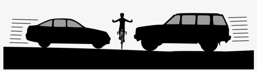 Cyclist About To Be Crushed By Two Cars - Car, transparent png download